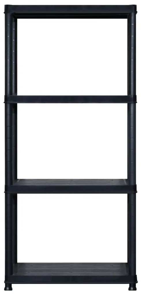 Raft de depozitare cu 4 polite, negru, 122x30,5x130 cm, plastic 122 x 30.5 x 130 cm, 1