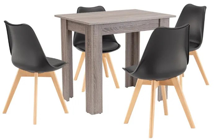 Set de masă Amina 4+1 stejar negru-York