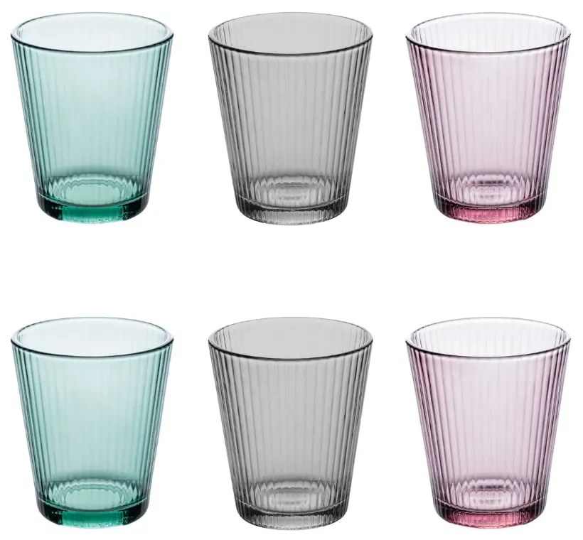 Set 6 pahare MALEAU, sticla, multicolore, 240 ml