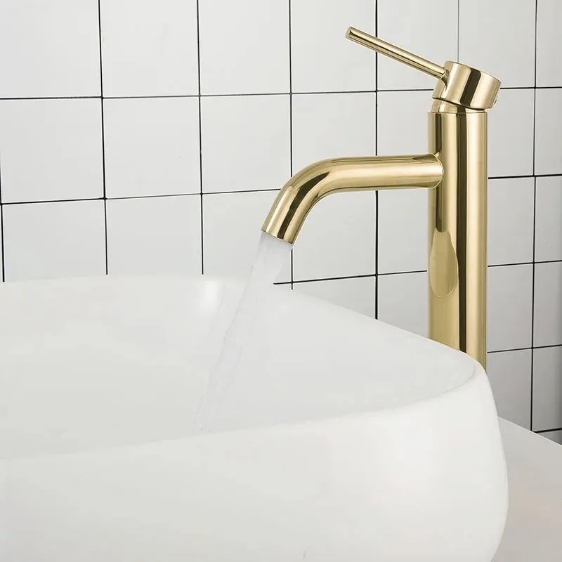 Baterie pentru lavoar Rea Lungo L.Gold Auriu inalta