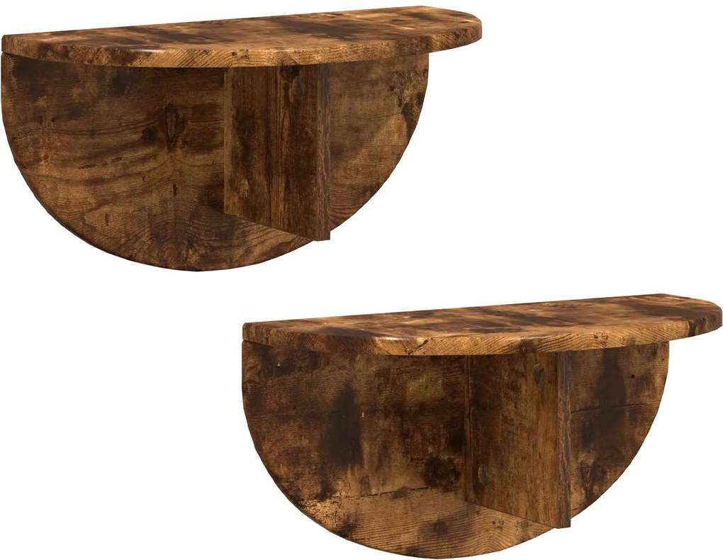 vidaXL Raft de perete Pe perete 2 pcs Stejar fumuriu 48 x 24 x 24 cm