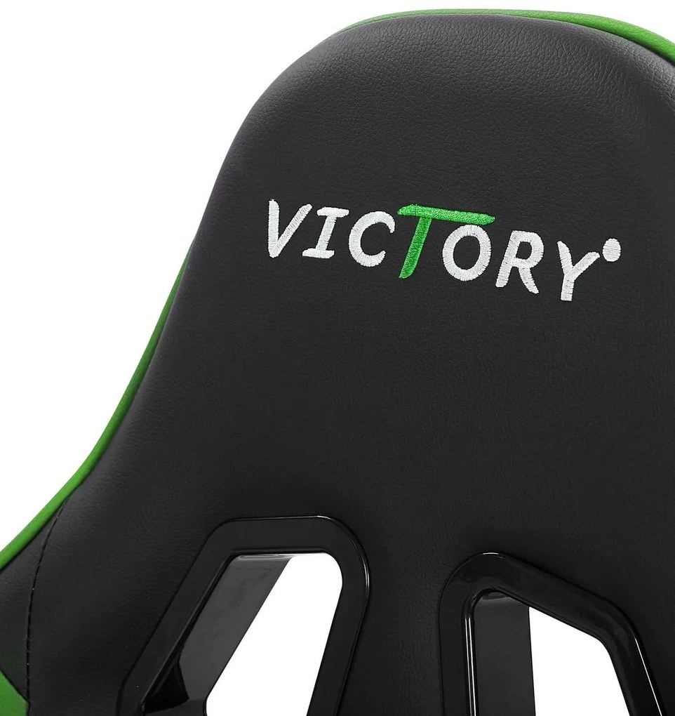 Scaun de birou VITTORE (piele artificială) (negru + verde). 1019108