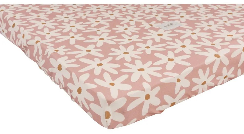 Cearceaf pentru copii din bumbac pentru pătuț cu elastic 80x160 cm Blush Daisies – Malomi Kids