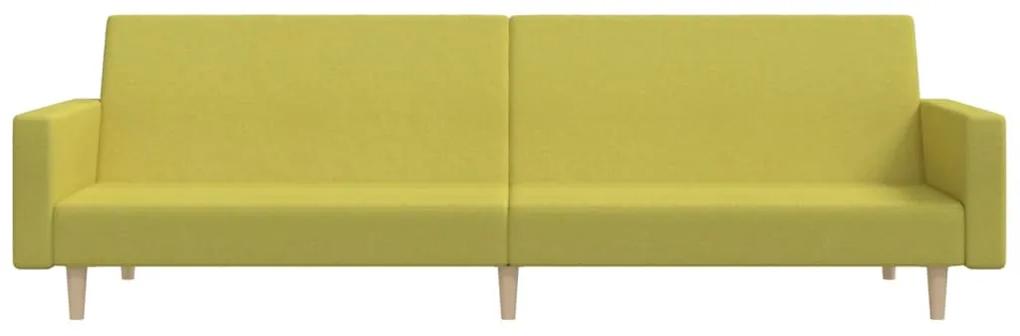 Canapea extensibila cu 2 locuri si taburet, verde, tesatura Verde, Cu suport de picioare