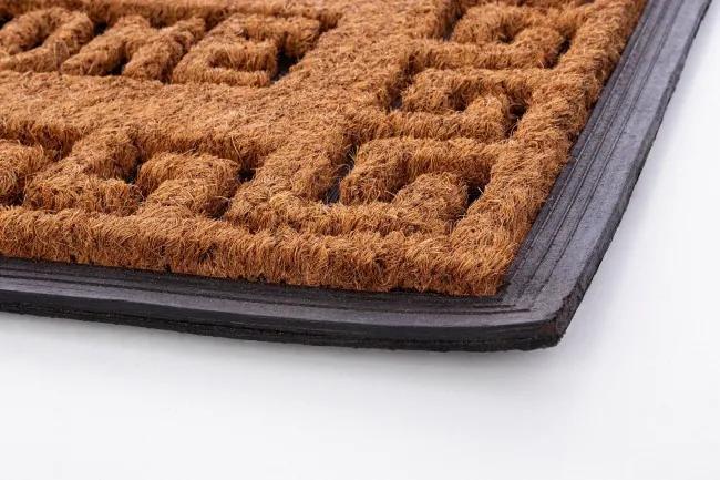 Covoras de intrare negru/natural din fibre de Cocos, 75x45 cm, Kirin Welcome Bizzotto