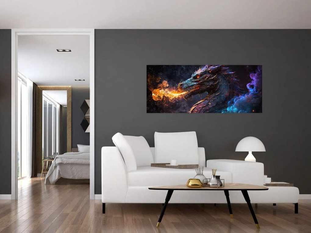 Tablou - Dragon scuipând flăcări (120x50 cm)
