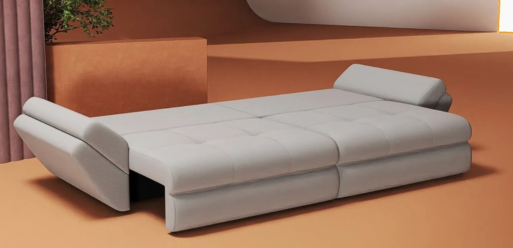 Canapea extensibilă dumonde cu ladă de depozitare si sezut confortabil din spuma high-density, Loana Royal Gri 300x100 cm