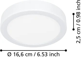 Eglo 901306-LED Plafonieră FUEVA LED, 7,5 W, 230 V, 2700/4000/6500 K, Ø 16,6 cm, albă