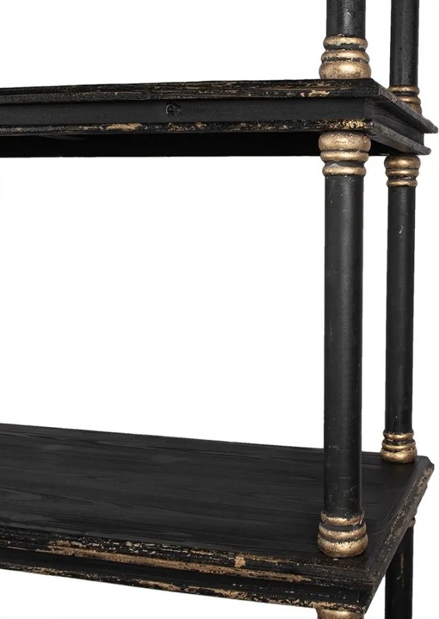 Etajeră neagră din lemn, cu 4 rafturi, 210 x 110 x 40 cm, „Noire”