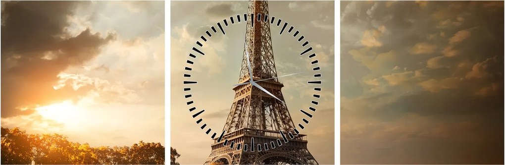 Tablou - Turnul Eiffel. Paris, Franța (cu ceas) (90x30 cm)
