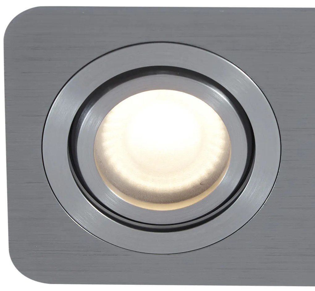 Set de 6 spoturi încastrate rotunjite, culoarea metalului de armă, GU10 50mm, reglabile, IP44, 2 lumini - Alberto