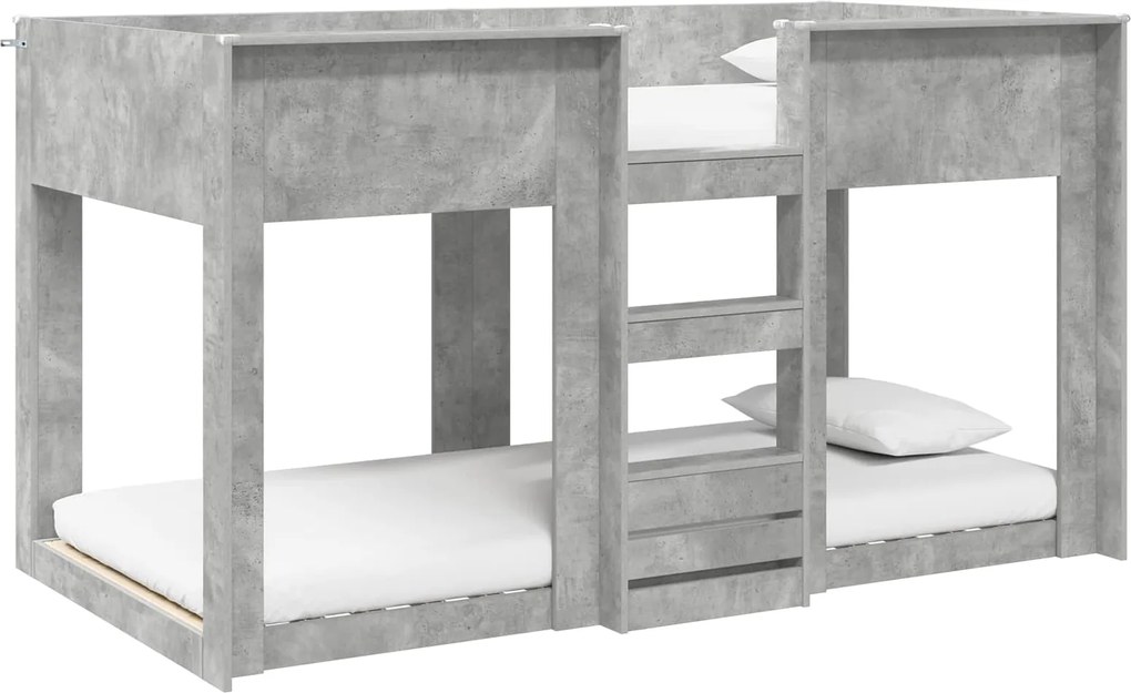 vidaXL Pat Etajat pentru Copii Gri din beton 90 x 200 cm Lemn compozit