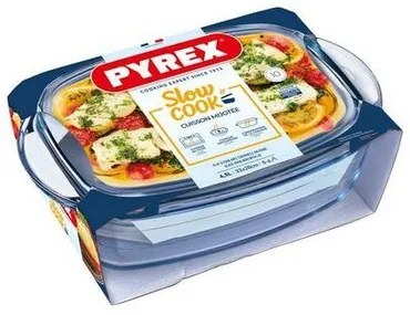 Vas de copt din sticlă Pyrex cu capac, 4,5 l