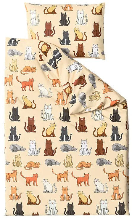 Lenjerie cocolino COLORED CATS crem Dimensiune lenjerie de pat: 70 x 90 cm | 140 x 200 cm