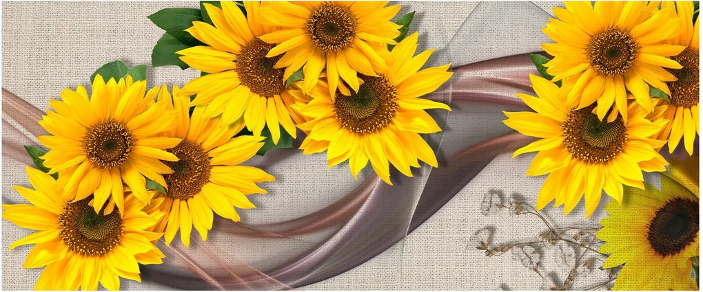 Tablou - Flori strălucitoare de floare soarelui (120x50 cm)