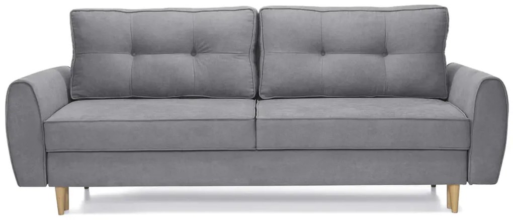 Canapea Extensibilă 3 locuri, RIGA, cu ladă de depozitare, 229x90x90 cm, Gri-Enjoy