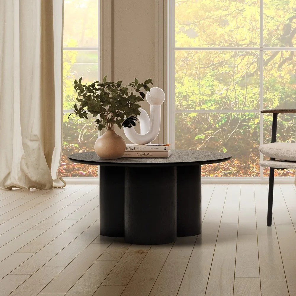 Măsuță de cafea neagră rotundă ø 80 cm Lua – MOME