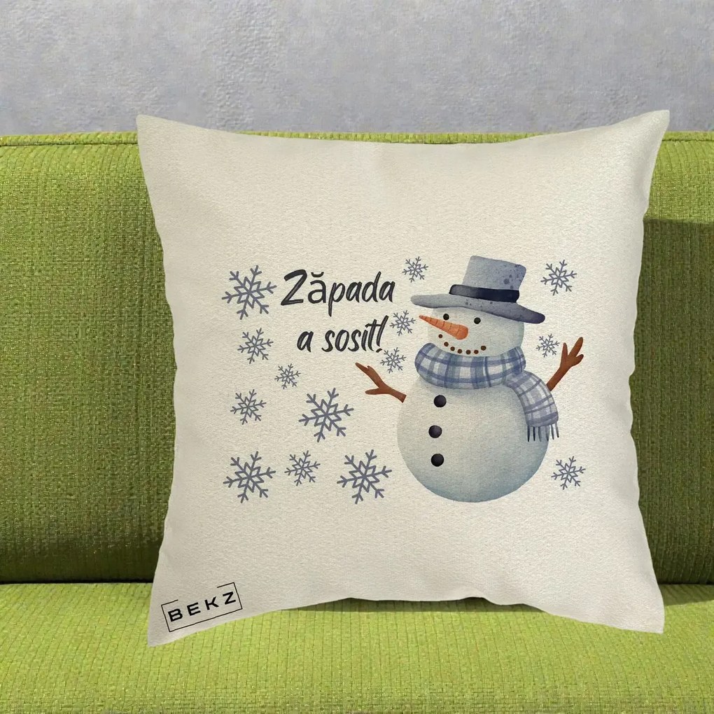 Perna Decorativa Zapada a Sosit Om de Zapada, 40x40 cm, Ecru, Husa Detasabila, Perna Inclusa, BEKZ®