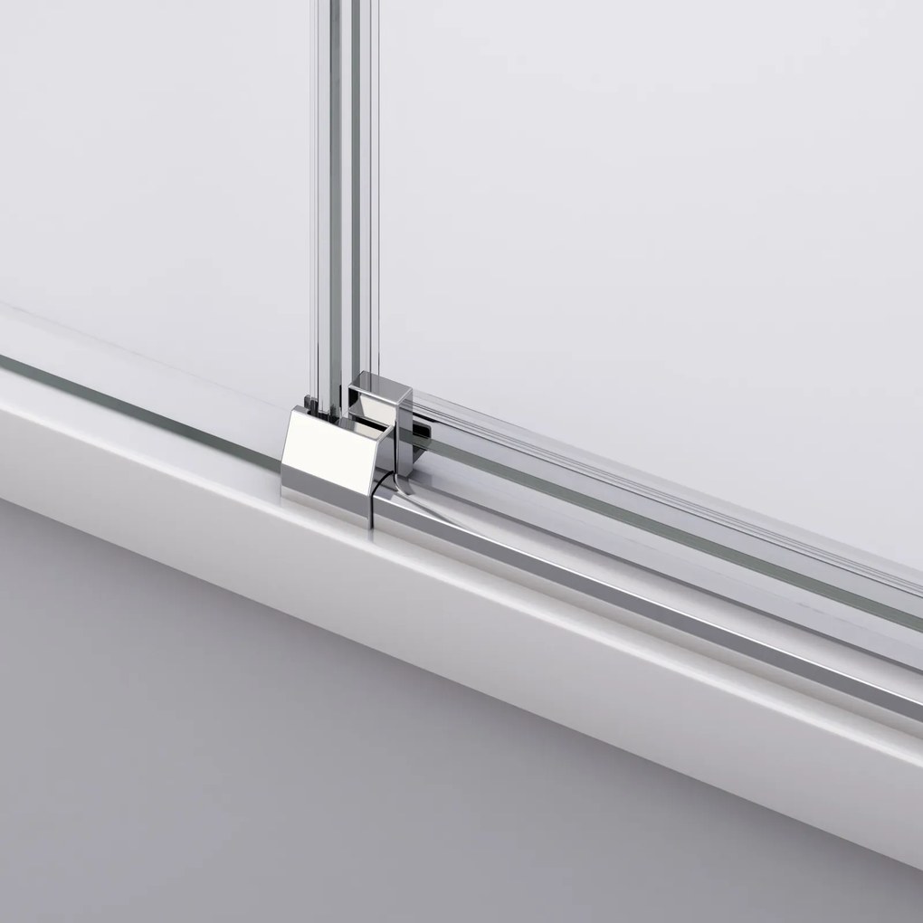 Cabina dus crom 140x100 cm, usa culisanta, grosime sticla 6 mm, tratament anticalcar, Ronal