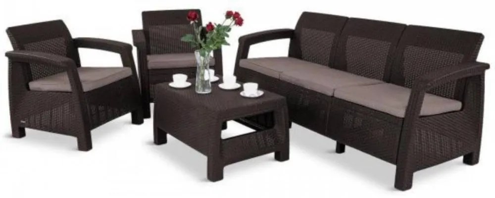 Set de mobilier de grădină Corfu Love duo, maro