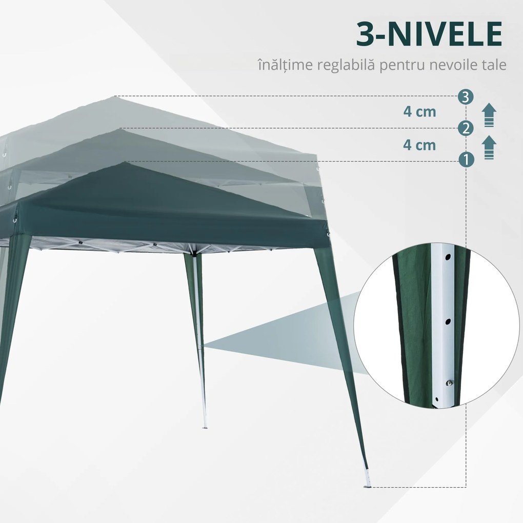 Foisor Pliabil de Gradina Outsunny, in Oțel și poliester, Verde 3x3m | Aosom RO