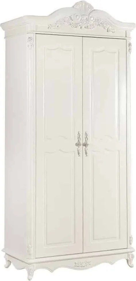 Dulap lemn masiv 2 Uși Paris Ecru, 111 × 59 × 241 cm