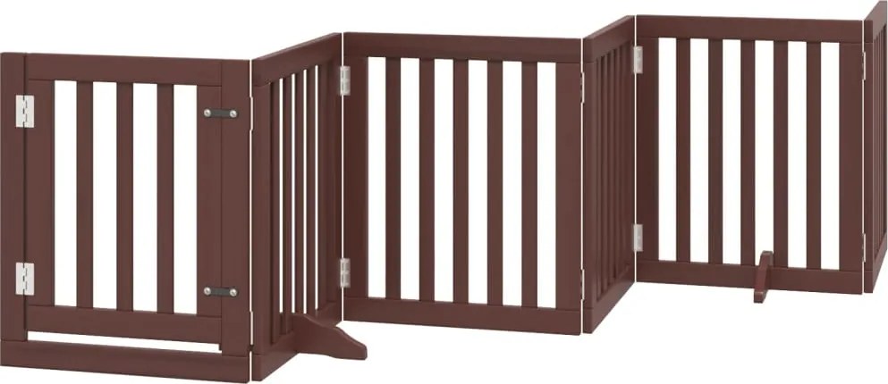 vidaXL Poartă câini pliabilă cu ușă 6 panouri maro, 300 cm, lemn plop