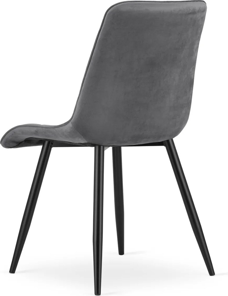 Scaun de masa SPLIT VELVET cu picioare negre, gri inchis