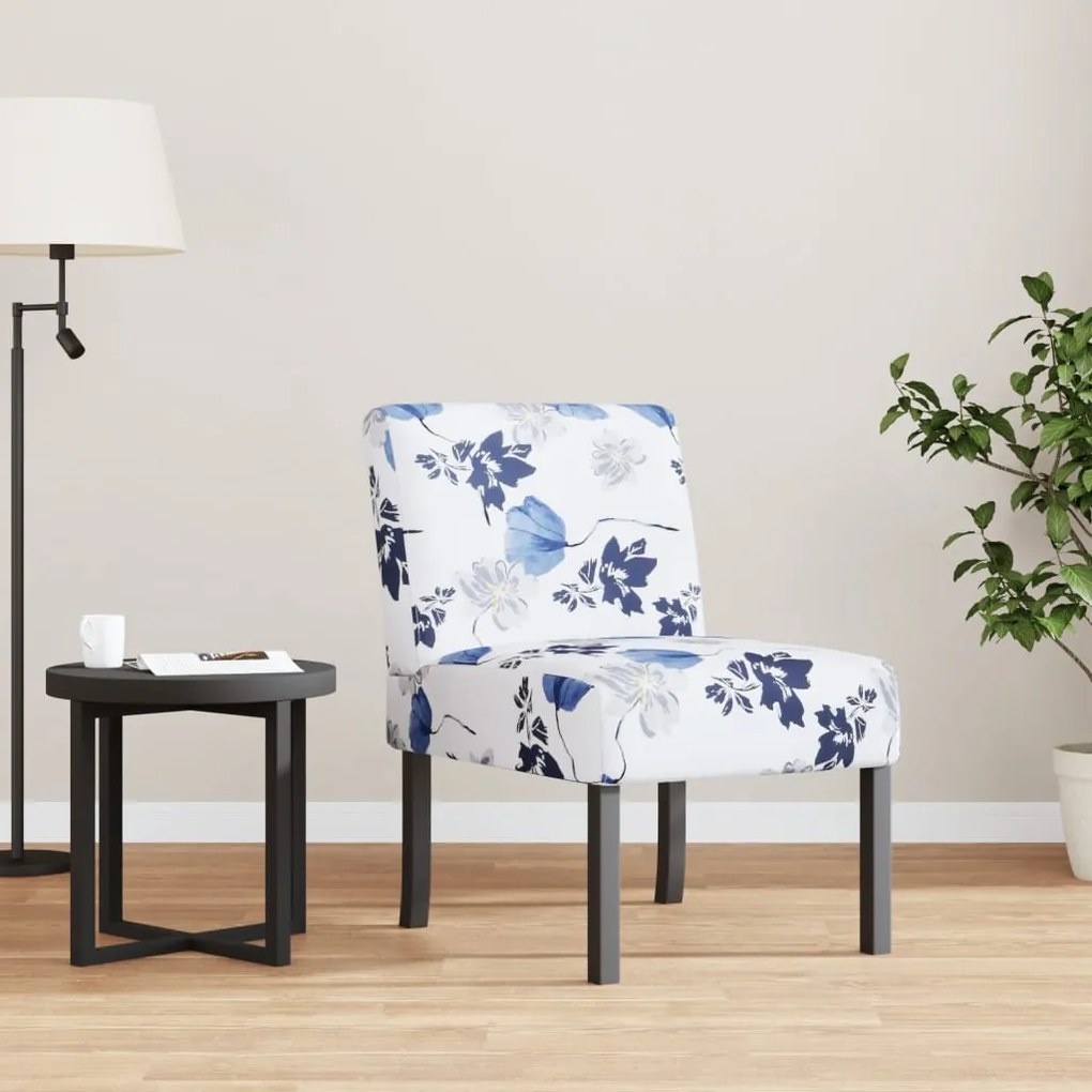 vidaXL Fotoliu, material textil înflorat cu albastru