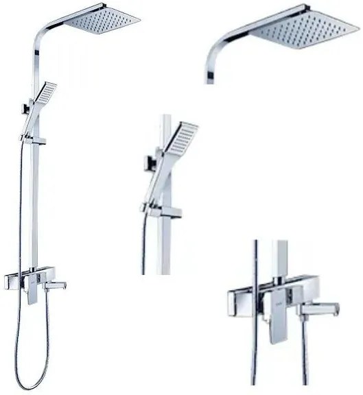 Baterie pentru dus Navaro silver reglabilă – H 73-119,5 cm