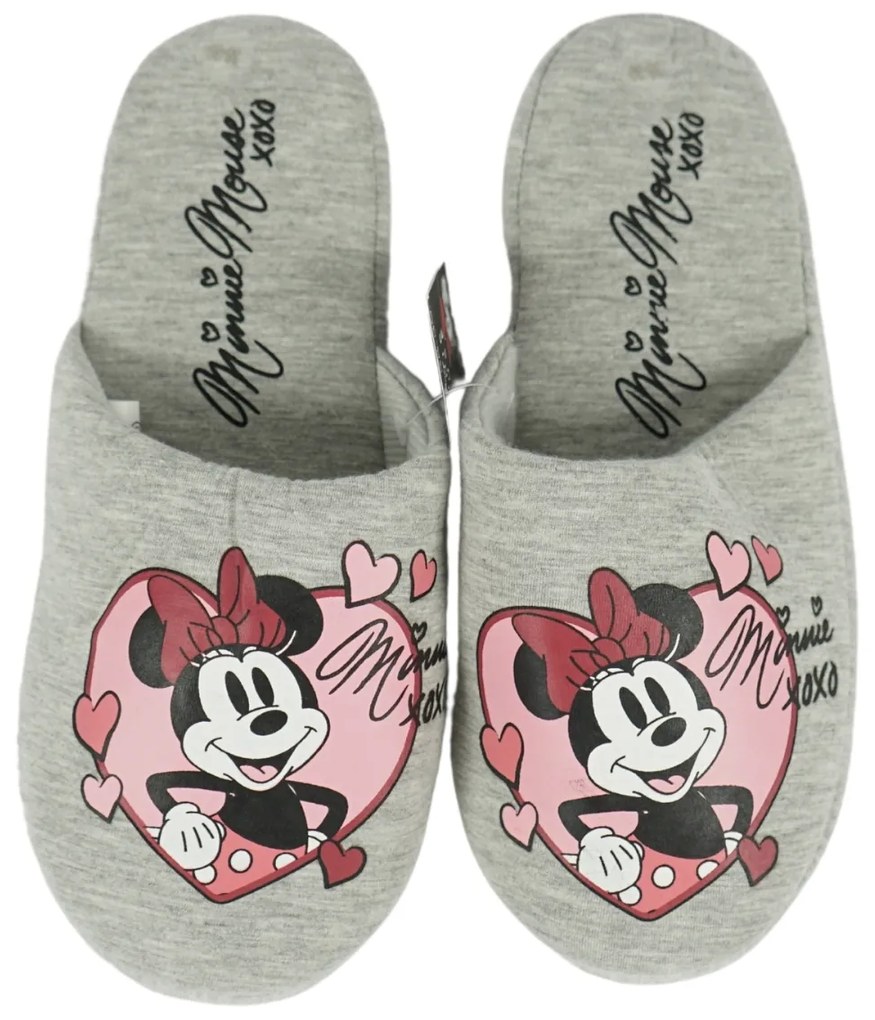 Papuci de casa MINNIE MOUSE, gri deschis - diverse marimi Marime: 38 - 39