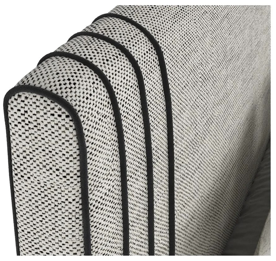 Pat matrimonial gri deschis tapițat cu spațiu de depozitare 160x200 cm Musca – Maison de Rêve