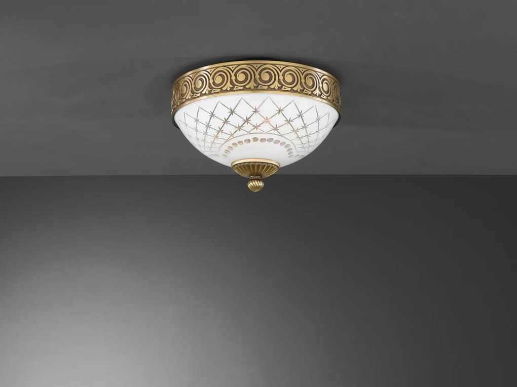 Plafoniera clasic design italian din alama, sticla 7002 RA-PL. 7012/2