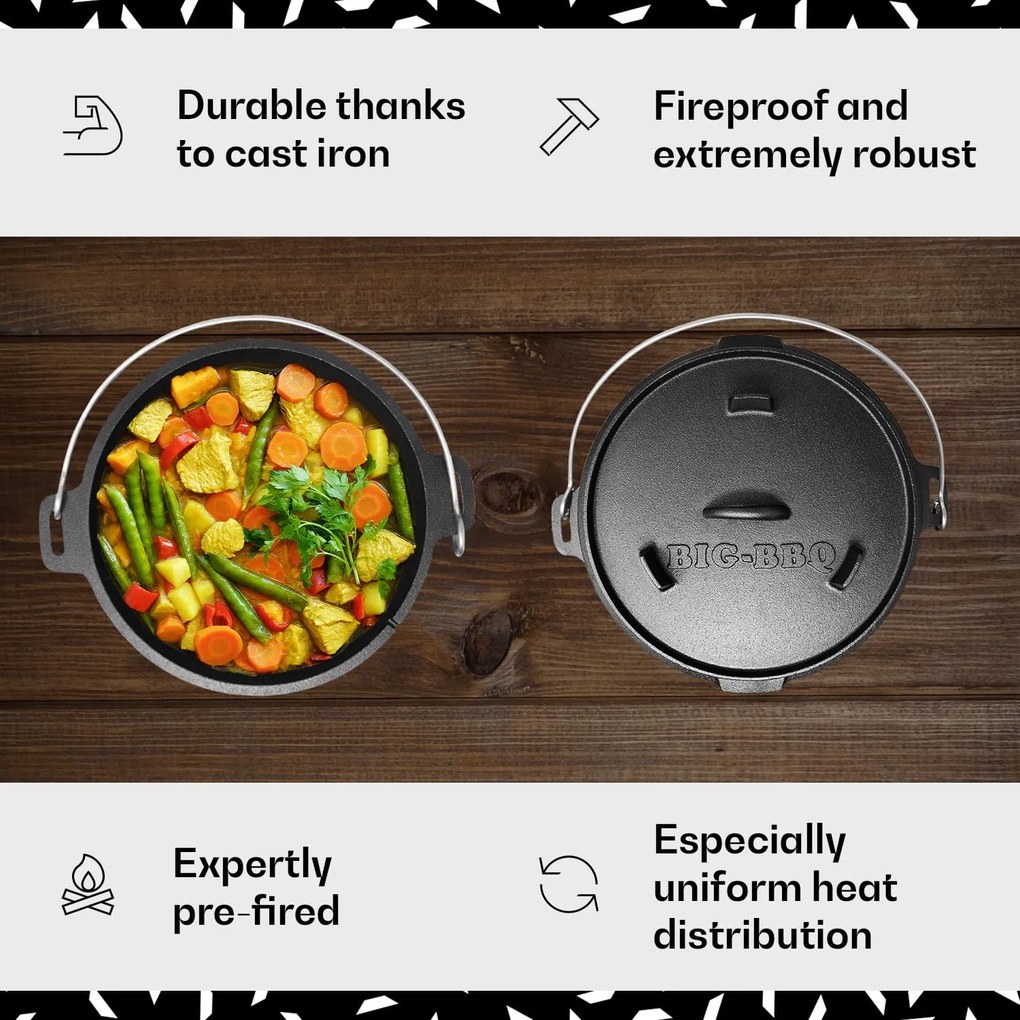 Guernsey, oală premium din fontă, 9.0 oală barbecue, fontă, dimensiunea L/9 qt/9 l