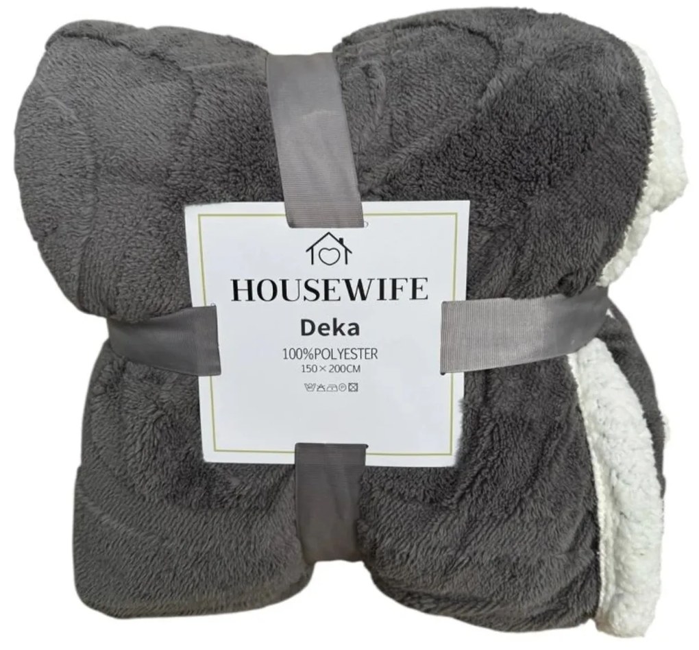 Patura luxoasa din microplus imitatie de miel NESTIVE gri deschis Dimensiune: 200 x 230 cm