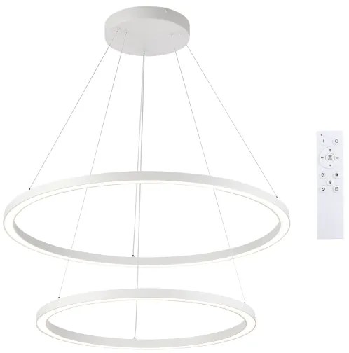 Brilagi - Lustră LED PORTOFINO, dimabilă, suspendată pe cablu, 98 W, 230 V, Ø 80 cm, albă + telecomandă