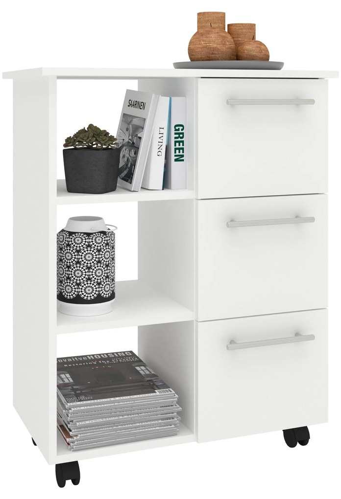 Corp Mobil Loma, 3 Sertare, 3 Rafturi, Alb, 64 x 35 x 85 cm