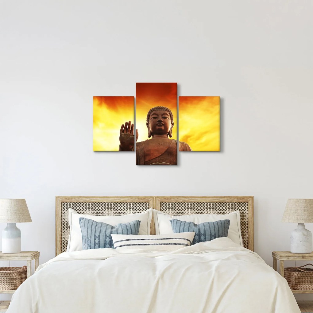Tablou - Buddha cu fundal roșu și galben (90x60 cm)