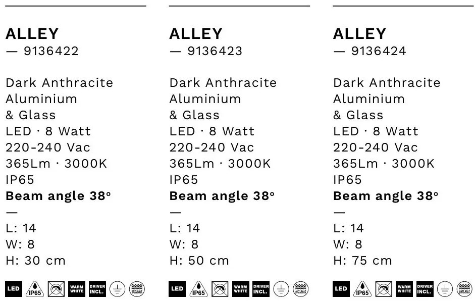 Stalp exterior H-75cm LED IP65 ALLEY