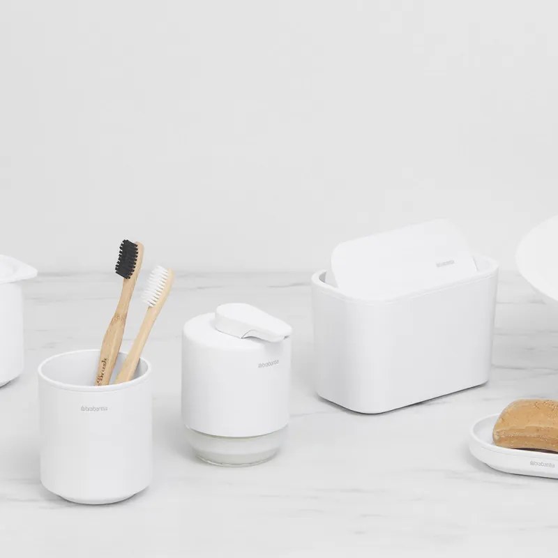 Cos de gunoi mini Brabantia MindSet 1005689, Acoperire minerala, Capac pivotant, Alb