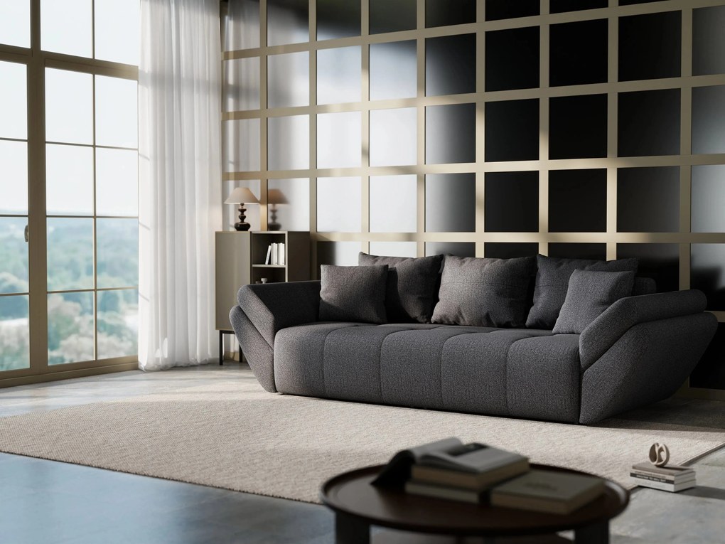 Canapea extensibilă dumonde cu ladă de depozitare si sezut confortabil din spuma high-density, Berlin Enjoy Graphite 250x100 cm