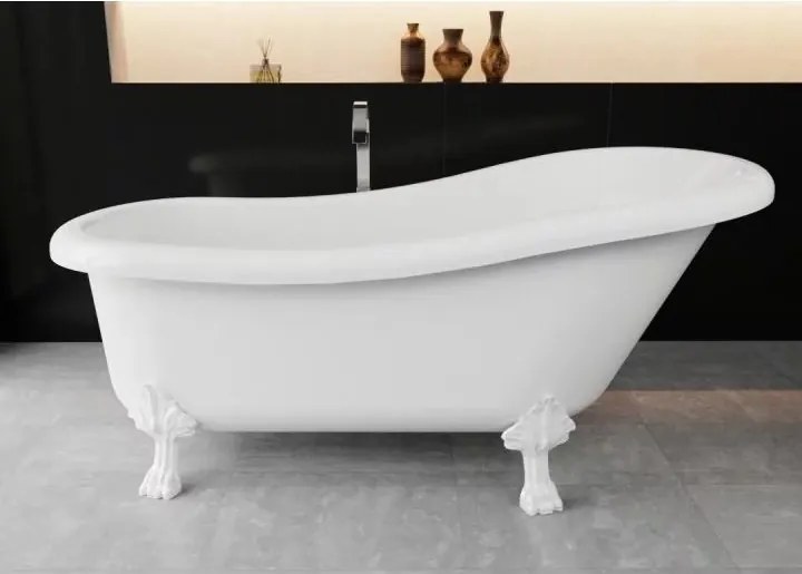 Cada freestanding din compozit Vayer Retro 169x82 cm picioare albe