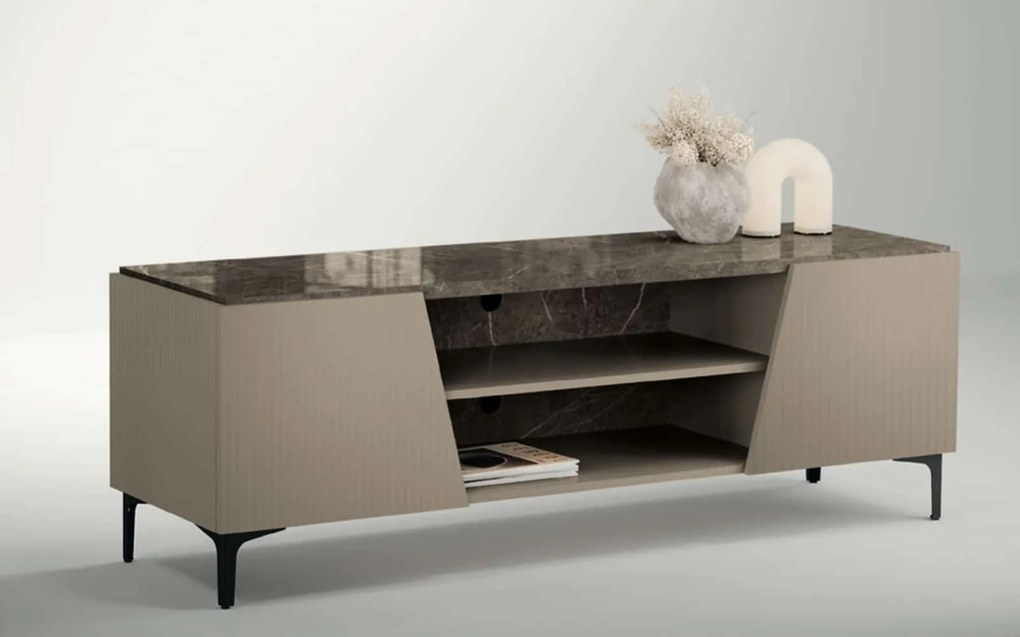 Comodă TV lemn masiv Fidia, 177,6 × 52 × 60,5 cm