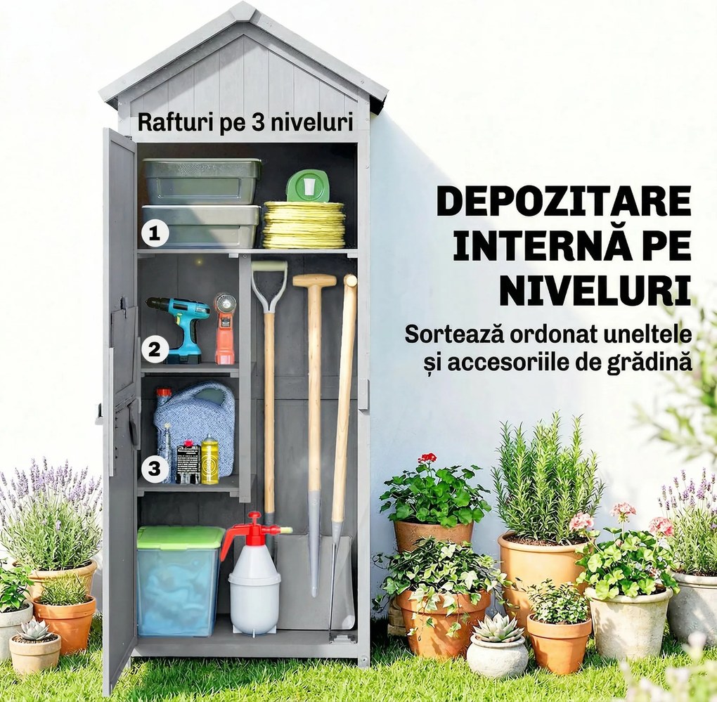 Outsunny căsuță dulap depozitare unelte exterior | Aosom Romania