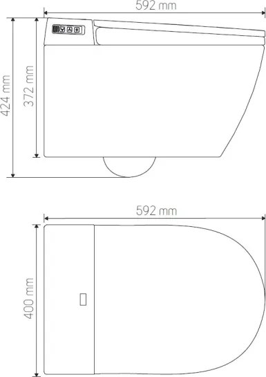 Vas WC suspendat cu bideu 1600W/230V + capac WC + buton de comandă + modul + garnitură + telecomandă