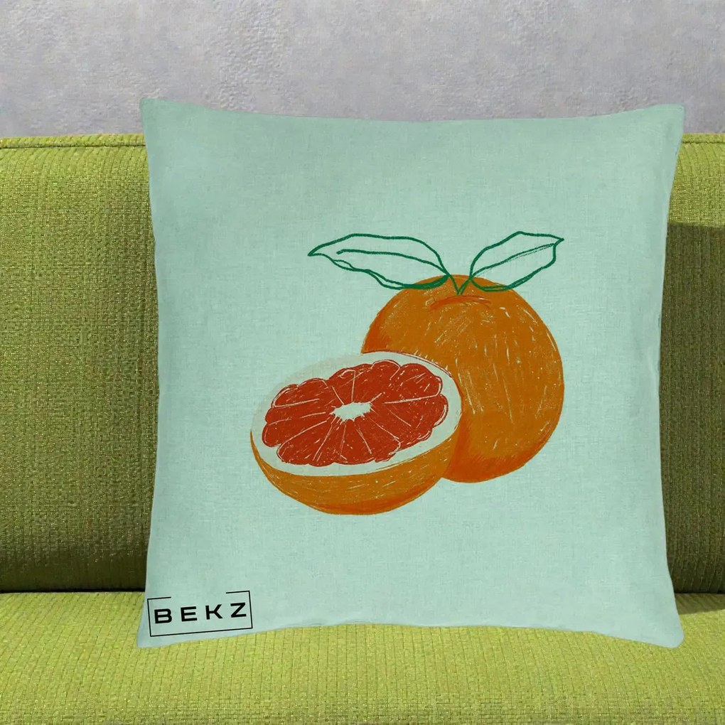 Perna Decorativa Grepfrut Citrus, 40x40 cm, Verde Menta, Husa Detasabila, Perna Inclusa, BEKZ®