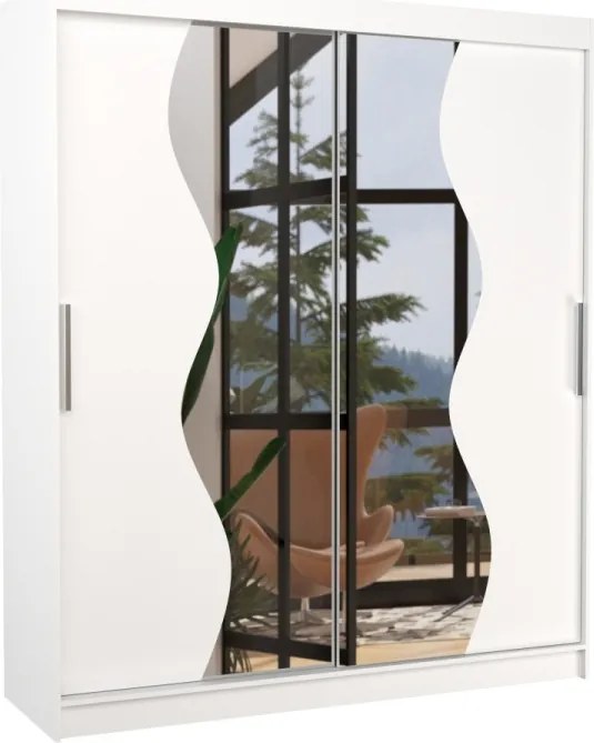 Dulap cu usi glisante si oglinda 180x215 cm, Medison, ADRK Furniture (Culoare: Ciocolata)