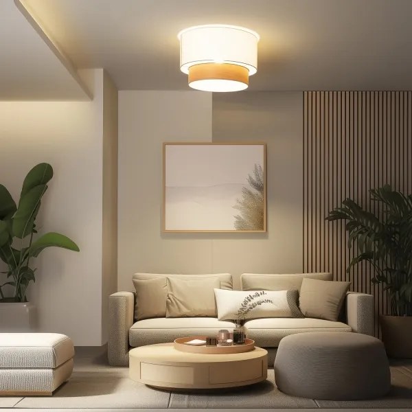 Brilagi - Plafonieră aplicată LED CERIA, 1xE27/40W/230V, Ø 50 cm, alb/bej