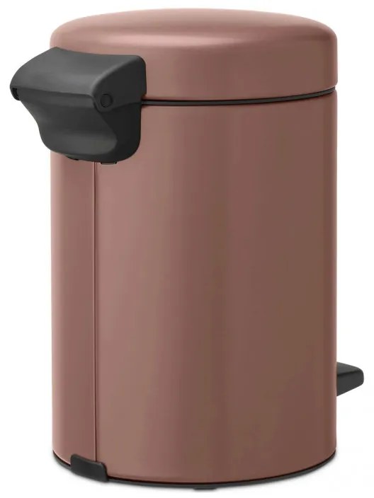 Cos de gunoi cu pedala Brabantia NewIcon 1008837, 3 L, Inchidere lina, Baza antiderapanta, Finisaj satinat, Maro