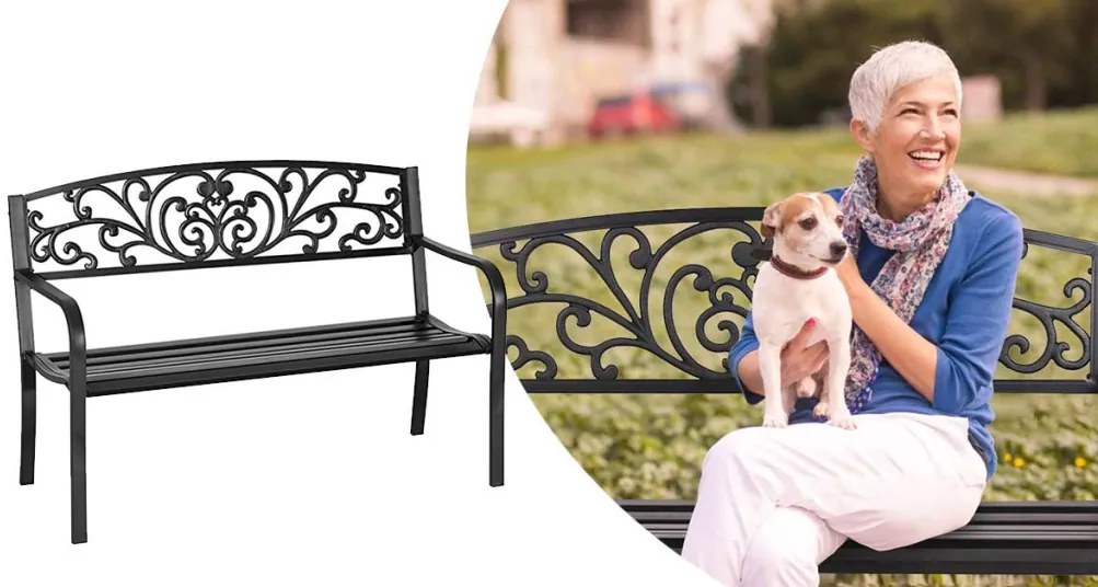 Banca de gradina-cu model de frunze